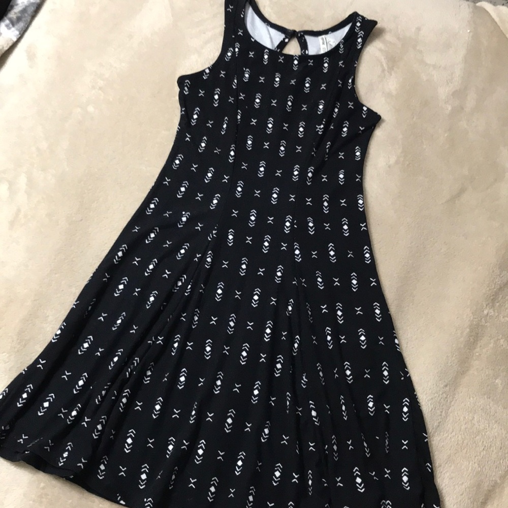 Black with a white pattern dress